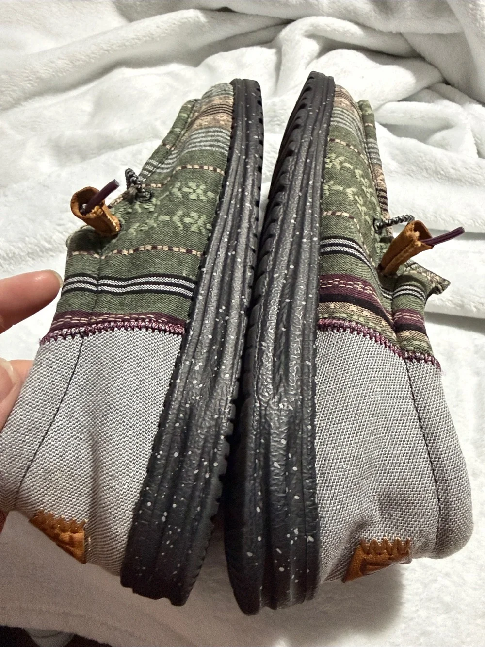 Hey Dude Olive Green Patterned Slip-On Loafers